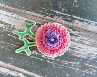 Custom-made crocheted Chrysanthemum brooch