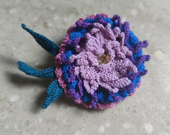 Made to order crocheted Dahlia brooch