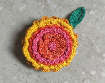 Crochet brooch with a bit of sparkle