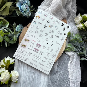 Book Annotation Reaction Stickers - 4 Variants - Transparent Funny cats
