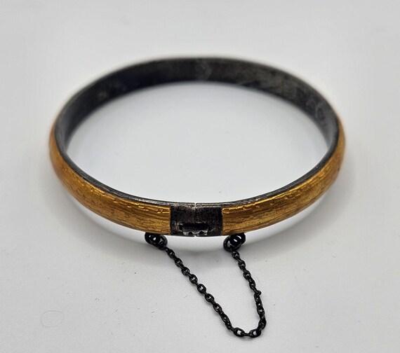 Signed Vintage Yellow Enamel Bangle Bracelet with… - image 2