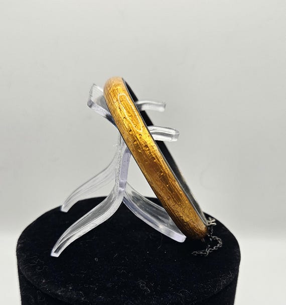 Signed Vintage Yellow Enamel Bangle Bracelet with… - image 1