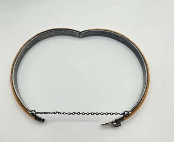 Signed Vintage Yellow Enamel Bangle Bracelet with… - image 4