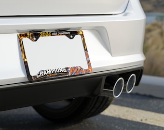 2026 NBA Champions New York Knicks Metal License Plate Frame | Championship Ribbon