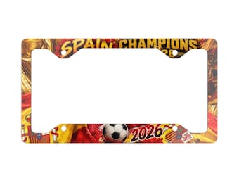 Spain Champions Soccer License Plate Frame | 2026 Football Fan Metal Frame