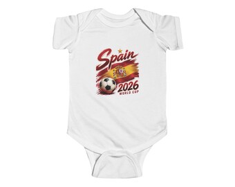 Body infantil para a Copa do Mundo da Espanha 2026 | Estampa com a bandeira do futebol