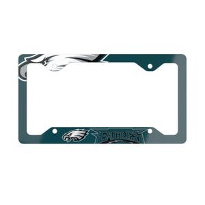Moldura de placa de futebol, presente para fãs do Philadelphia Eagles, decoração de carro de time da NFL, acessório para carros de fanáticos por esportes, produtos dos Eagles