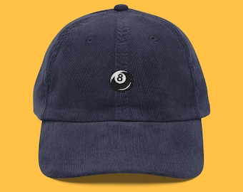 Minimalistische 8-Ball-Kappe, Vintage-Cord-Hut, Y2K-Streetwear-Papa-Hut, ästhetische Kappe für Billard, Unisex-Baseballhut