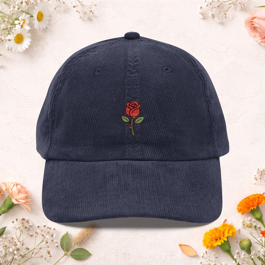 Bud Caps For Roses June Rose Cap, Birth Flower Cap, Low Profile Corduroy Cap, Embroidered ...