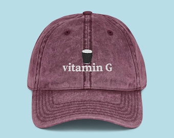 Vitamin G Beer and Stout Lover Embroidered Baseball Cap, Vintage Cotton Dad Hat