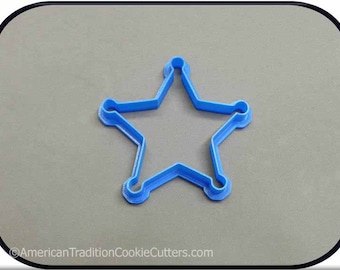 3.5" Sheriff Star Badge 3D Printed Cookie Cutter #P8001