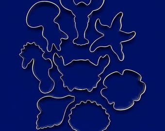 Set of 8 Sea Ocean Metal Cookie Cutters #NASEASET