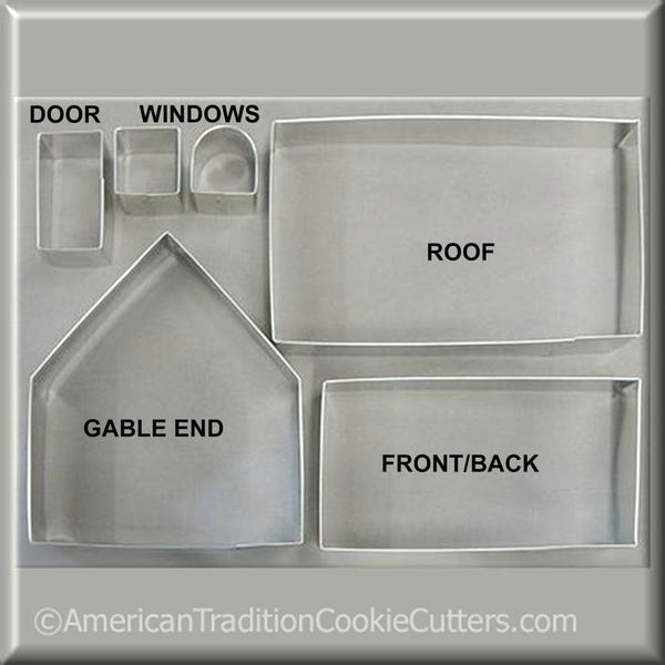 Set of 6 Gingerbread House Pieces Metal Cookie Cutter #NAWK218