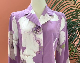 Ladies Size 6 Lilac-Colored Floral Lightweight Spring Jacket, Circa 1980’s Clothing