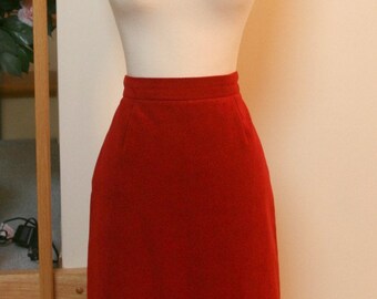 Red Suede Skirt, Pencil Skirt, Suede Skirt, Mid Calf, Long Skirt, Woman's Dressy Skirt, Work Attire, Soft Suede Skirt, 80's Attire