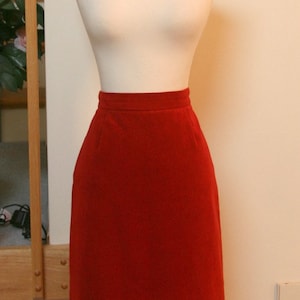 Red Suede Skirt, Pencil Skirt, Suede Skirt, Mid Calf, Long Skirt, Woman's Dressy Skirt, Work Attire, Soft Suede Skirt, 80's Attire image 1