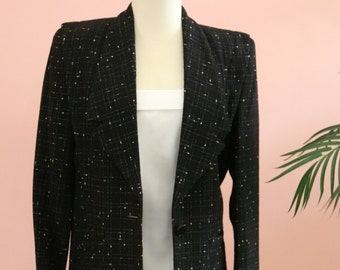 Three Piece Black and White Suit, Ladies Black Suit, Business Suit, Work Attire, Dressy Black Suit, Size 7/8, Woman's Wool Suit, Black Suit