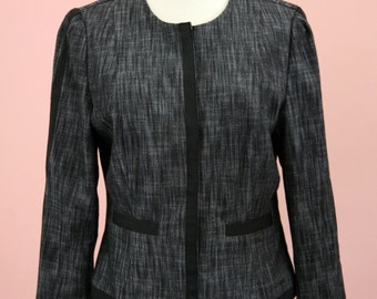 Woman's Black and Grey Cadet Style Cropped Blazer Size Small, Black Blazer, Crop Blazer, Cadet Style, Grey Blazer, Work Attire