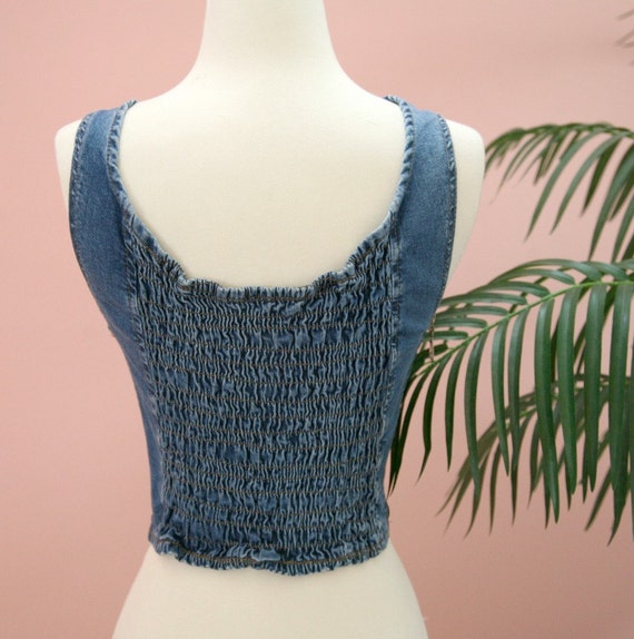 Sequined Embellished Short Denim Vest With Side Z… - image 4