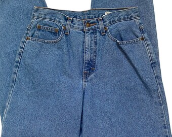 Ladies Size 6 Newport News Washed Denim Jeans, Tapered Leg High Rise Waist