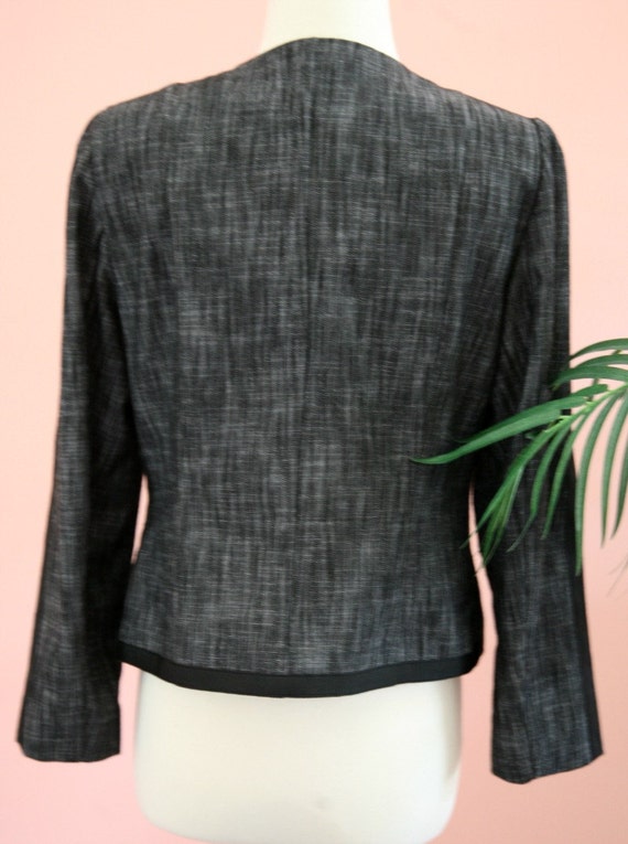 Woman's Black and Grey Cadet Style Cropped Blazer… - image 4