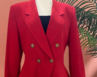 Ladies Size 8 Fire Red Double Breasted Tailored Blazer