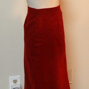 Red Suede Skirt, Pencil Skirt, Suede Skirt, Mid Calf, Long Skirt, Woman's Dressy Skirt, Work Attire, Soft Suede Skirt, 80's Attire image 4