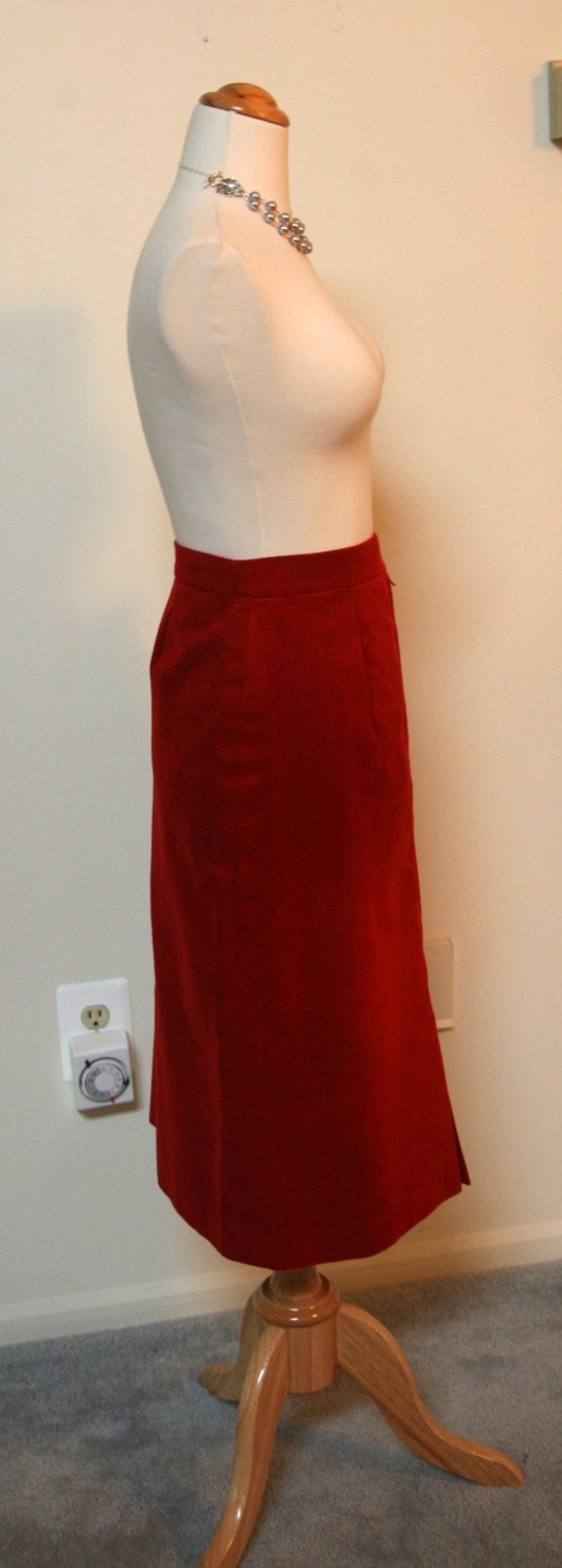 Red Suede Skirt, Pencil Skirt, Suede Skirt, Mid C… - image 4