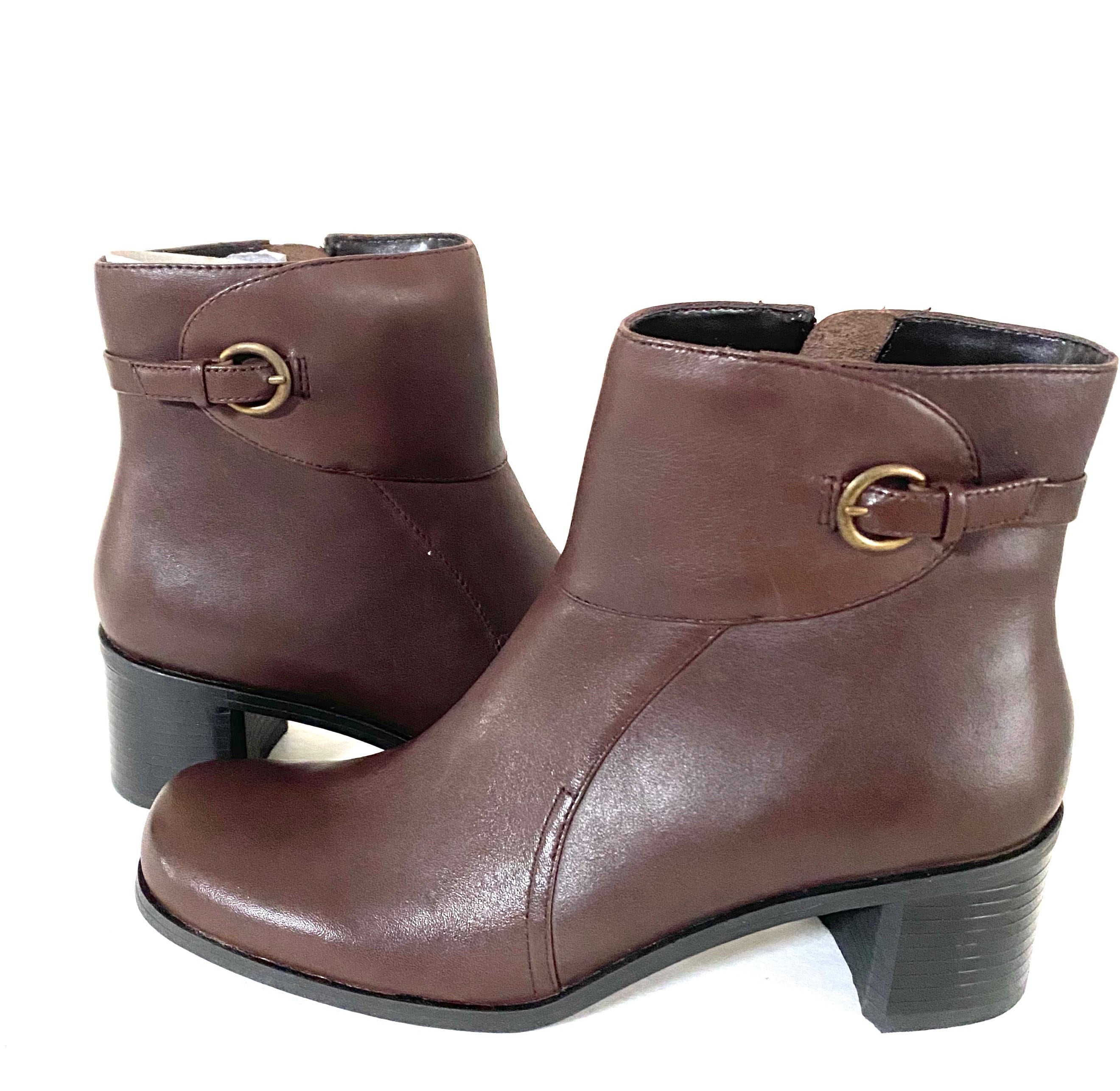 Ladies Size 6 Chocolate Brown Leather Ankle Boots Etsy New Zealand