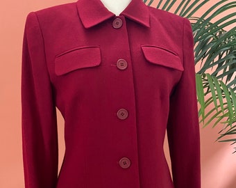 Deep Wine Red Size 4P Jones New York Crop Blazer