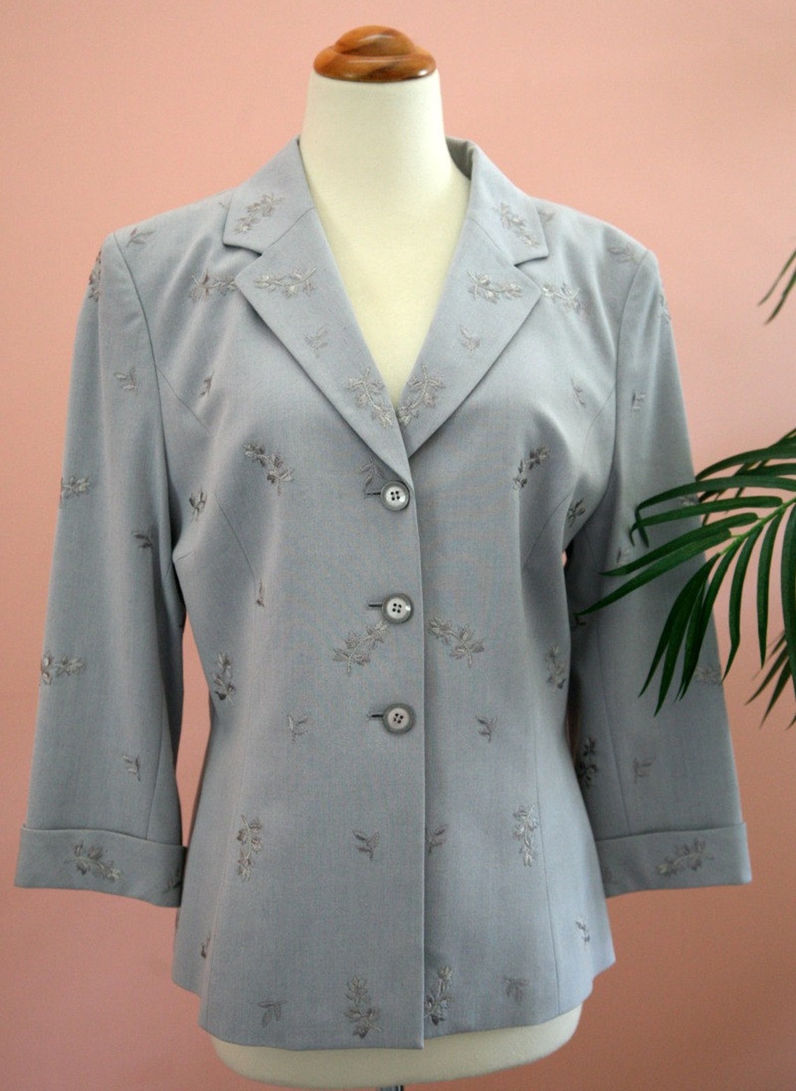 Ladies Light Silver Grey Blazer Embellished With Embroidered - Etsy