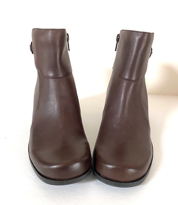 Chocolate Brown Leather Ankle Boots - Etsy