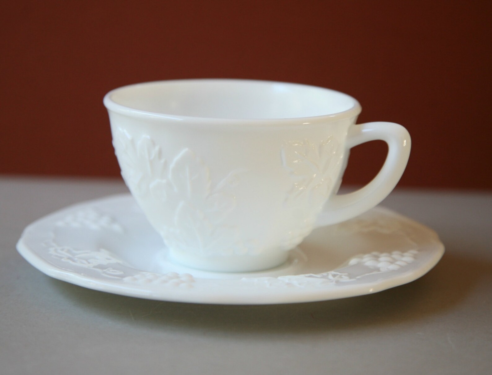Milk Glass Coffee Cup and Saucer Set of 6 Etsy