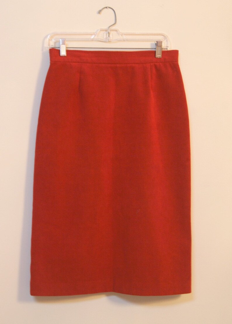 Red Suede Skirt, Pencil Skirt, Suede Skirt, Mid Calf, Long Skirt, Woman's Dressy Skirt, Work Attire, Soft Suede Skirt, 80's Attire image 2