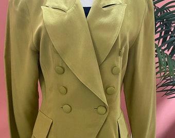Olive Green  Double Breasted Jones New York Wool Blazer Size Small