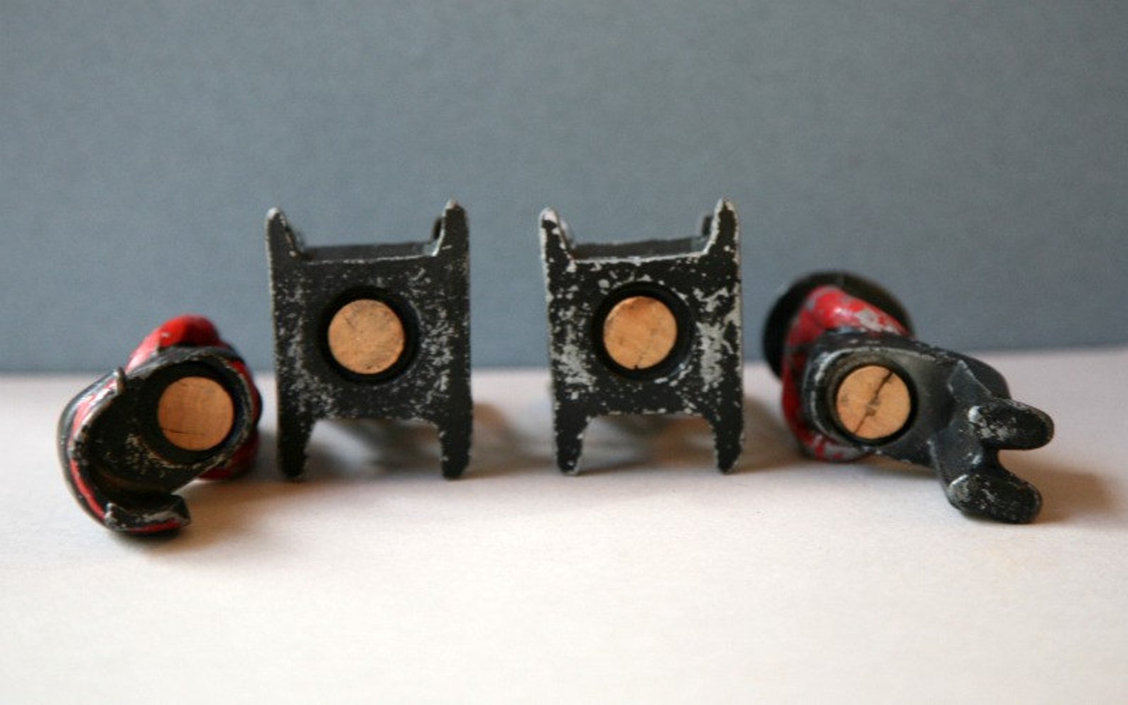 Cast Iron Rare Amish Salt and Pepper Shakers, Amish Condiment Holders