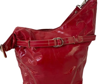 Kenneth Cole Reaction Large Bright Red Leather Shoulder Bag