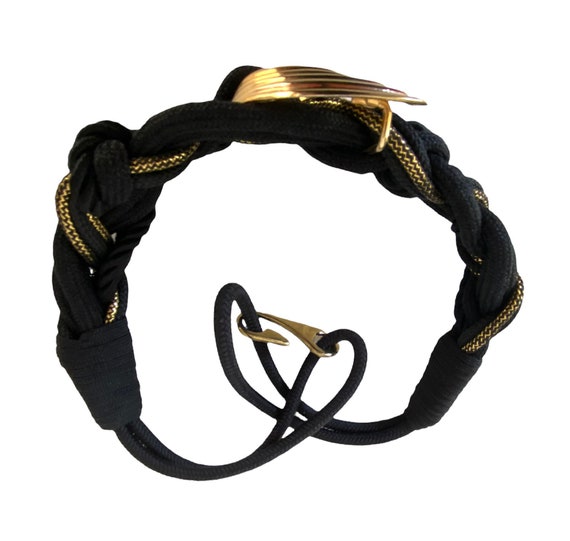 Ladies Black and Gold Stretchy Belt Circa 1990’s - image 3