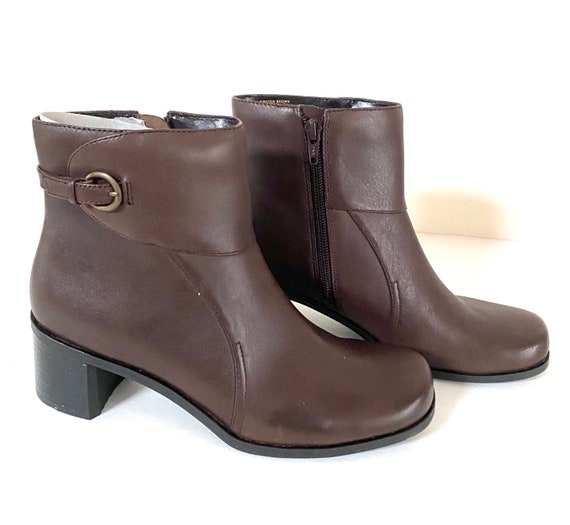 Chocolate Brown Leather Ankle Boots - Etsy