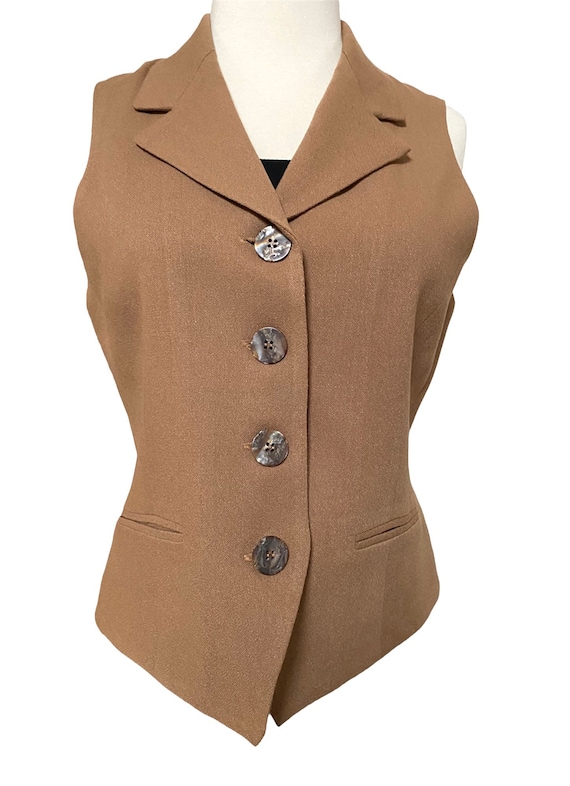 Ladies Size Small Camel Colored Classic Style Vest