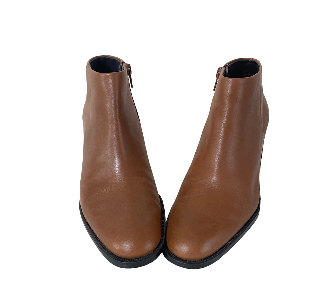 Ladies Size 6M Dark Tan Leather Ankle Boots, foto 2 di 5
