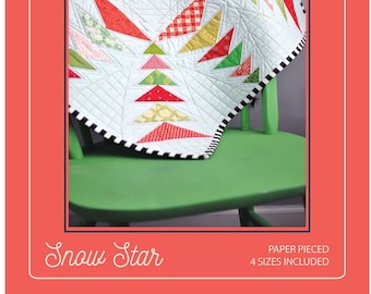 Paper Pieced Pattern / PDF Quilt Pattern - Snow Star Quilt by Lindsey Rhodes