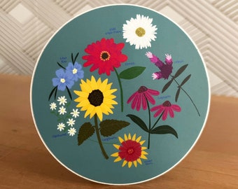 Flower Sampler Vinyl Sticker 3" circle