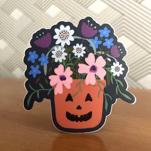 Halloween Bucket Bouquet Vinyl Sticker 3&quot;