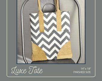 PDF Sewing Pattern / Luxe Tote / Leather Accent Handbag Pattern