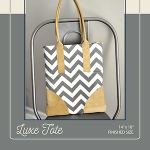 PDF Sewing Pattern / Luxe Tote / Leather Accent Handbag Pattern