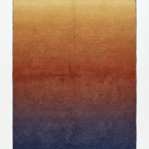 Hand-Dyed Ombre Wool Area Rug, Yellow to Indigo Gradient Carpet