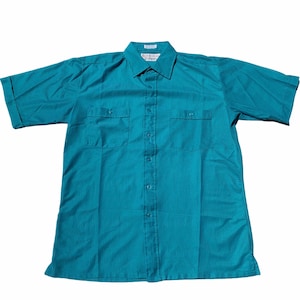 Vintage 1980s 80s 2 Pocket Leisure Wear Teal Lightweight Button Up Cabana Shirt Mens Size S Small