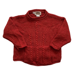 Vintage Sweaters of Ireland Red Knit Sweater Made in Ireland Youth Size M Medium 5-6