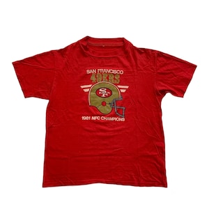 Vintage 1980s 80s NFL 1981 San Francisco 49ers SF Forty Niners NFC Champions Tee Shirt Football Sportswear Mens Size L Large